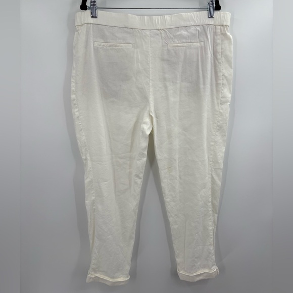 J.Jill Linen Stretch Boho White Straight Cuffed Bottom Leg Pants Large Petite LP - Picture 10 of 15